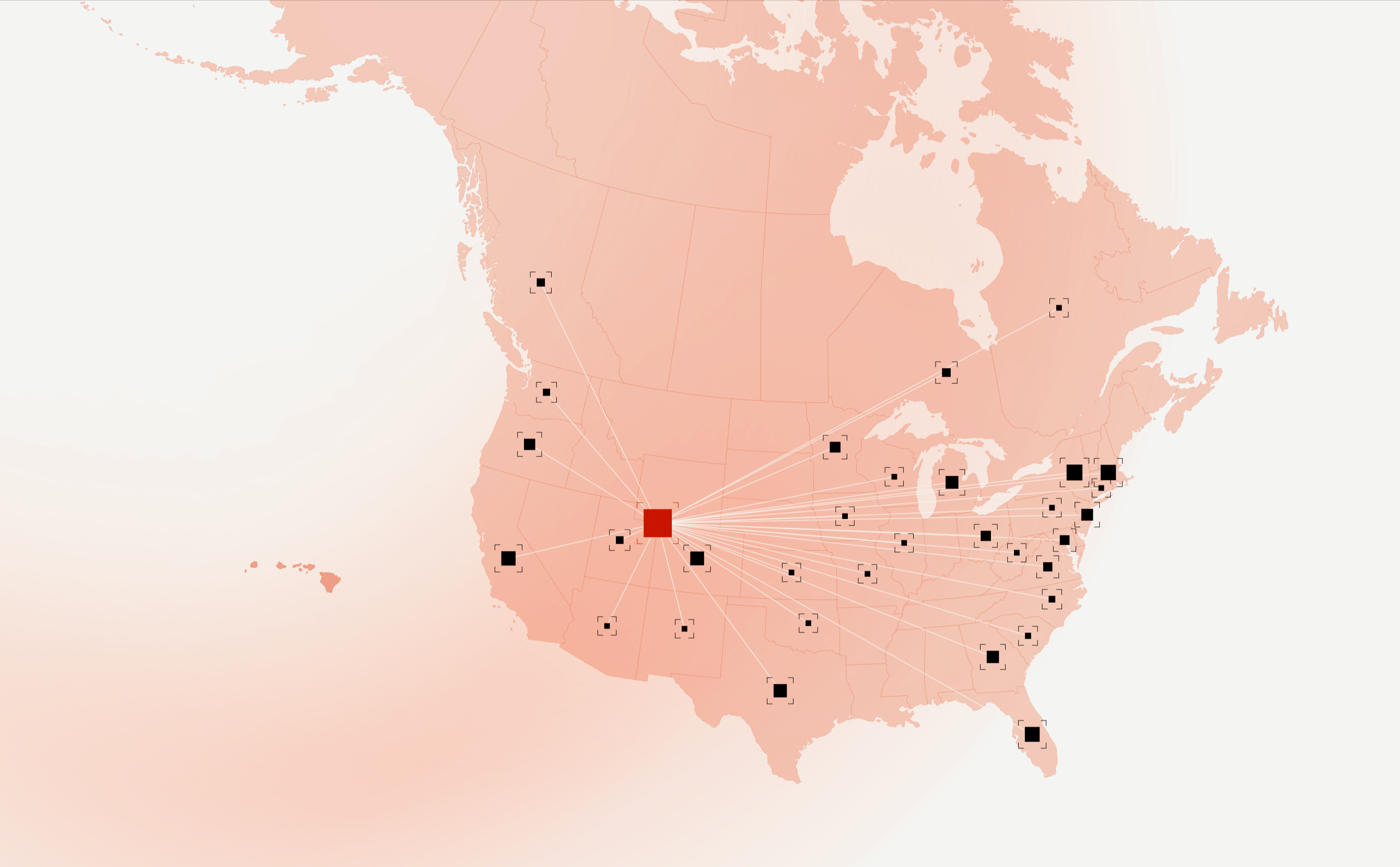 Red Horizon's network map showing partner organizations across 31 states and provinces in North America